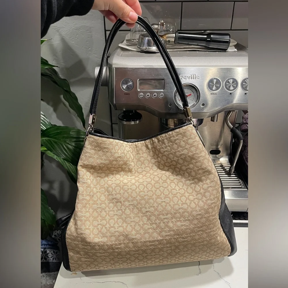 Coach Tan and Black Shoulder Bag